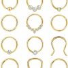 YADOCA Yadoca 12Pcs 16G Septum Rings Surgical Steel Septum Nose Piercing Jewelry Septum Clicker Nose Rings Hoops For Women Men Horseshoe Daith Helix Tragus Lip Cartilage Earrings Silver Gold 8Mm 10Mm | Body Piercing Rings