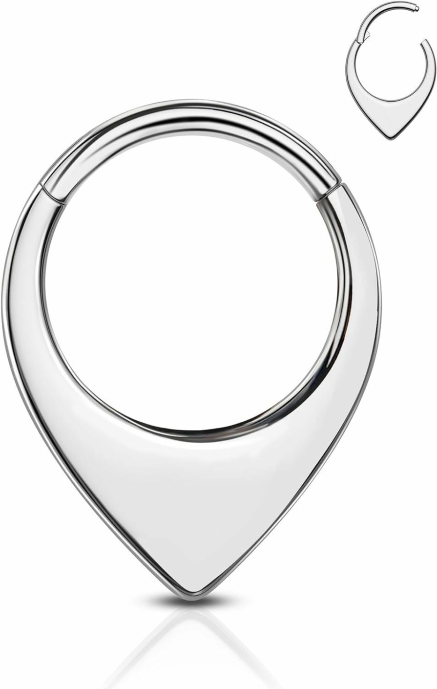 Agrewd Agrewd Minimalist Teardrop G23 Solid Titanium Septum Rings 16G Septum Jewelry Dainty Helix Daith Earrings For Women 8/10Mm Daith Piercing Jewelry Surgical Steel | Body Piercing Rings