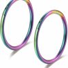 Lantine Rainbow Colorful Hinged 20G 18G 16G Nose Rings Hoops 6Mm 8Mm 10Mm 12Mm 14Mm Septum Ring Clicker Cartilage Helix Hoop Earrings Set | Body Piercing Rings