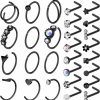 ONESING Onesing 29 Pcs 18G 20G Black Nose Rings For Women Nose Piercing Jewelry L Shape Nose Rings Studs Nose Rings Hoop Stainless Steel Nose Jewelry Body Piercing Jewelry For Women Men | Body Piercing Rings