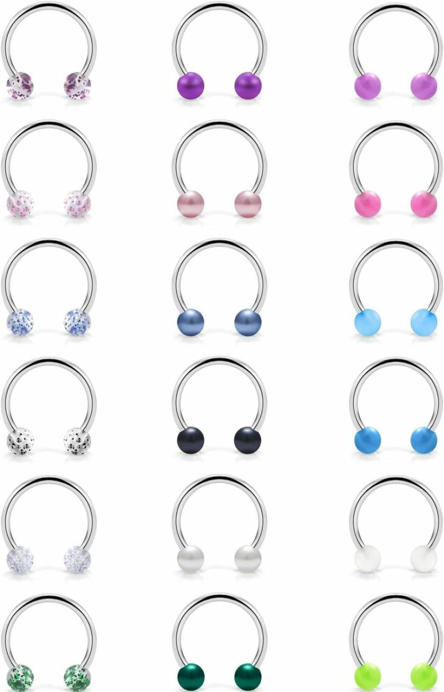 Ftovosyo Ftovosyo 18Pcs 20G Surgical Steel Cbr Horseshoe Circular Rings Nose Tragus Lip Ear Hoop Ring Piercing Jewelry For Women Men | Body Piercing Rings