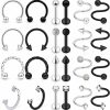 Ovxznts Ovxznts 24Pcs Assorted Design 16G Lip Rings Studs Medusa Piercing Jewelry Surgical Steel Monroe Labret Tragus Earrings Hoop Horseshoe Septum Ring Twist Helix Cartilage Piercings For Women Men | Body Piercing Rings