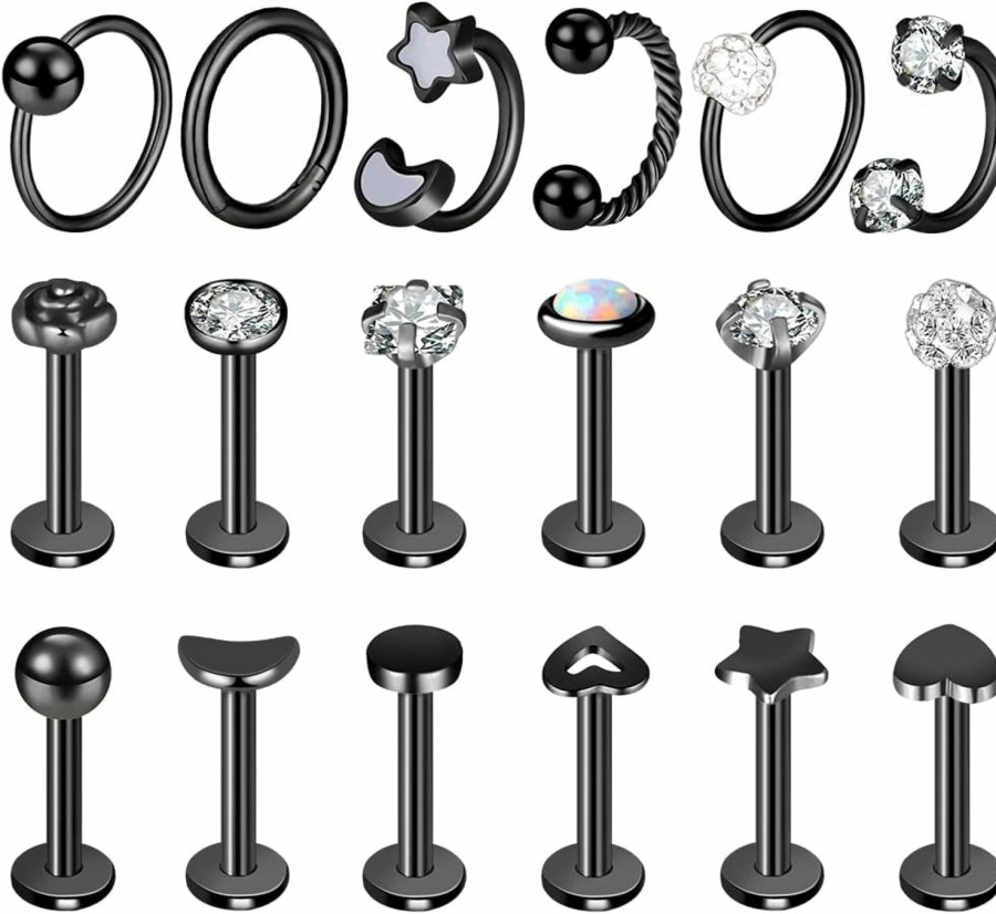 ONESING Onesing 12-25 Pcs 16G Tragus Earrings For Women Men Cartilage Earrings Labret Stud Tragus Piercing Jewelry | Body Piercing Rings