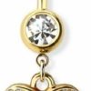 Pierced Owl Pierced Owl 14Ga Gold Plated Heart Shaped Naughty Message Dangling Belly Button Ring | Body Piercing Rings