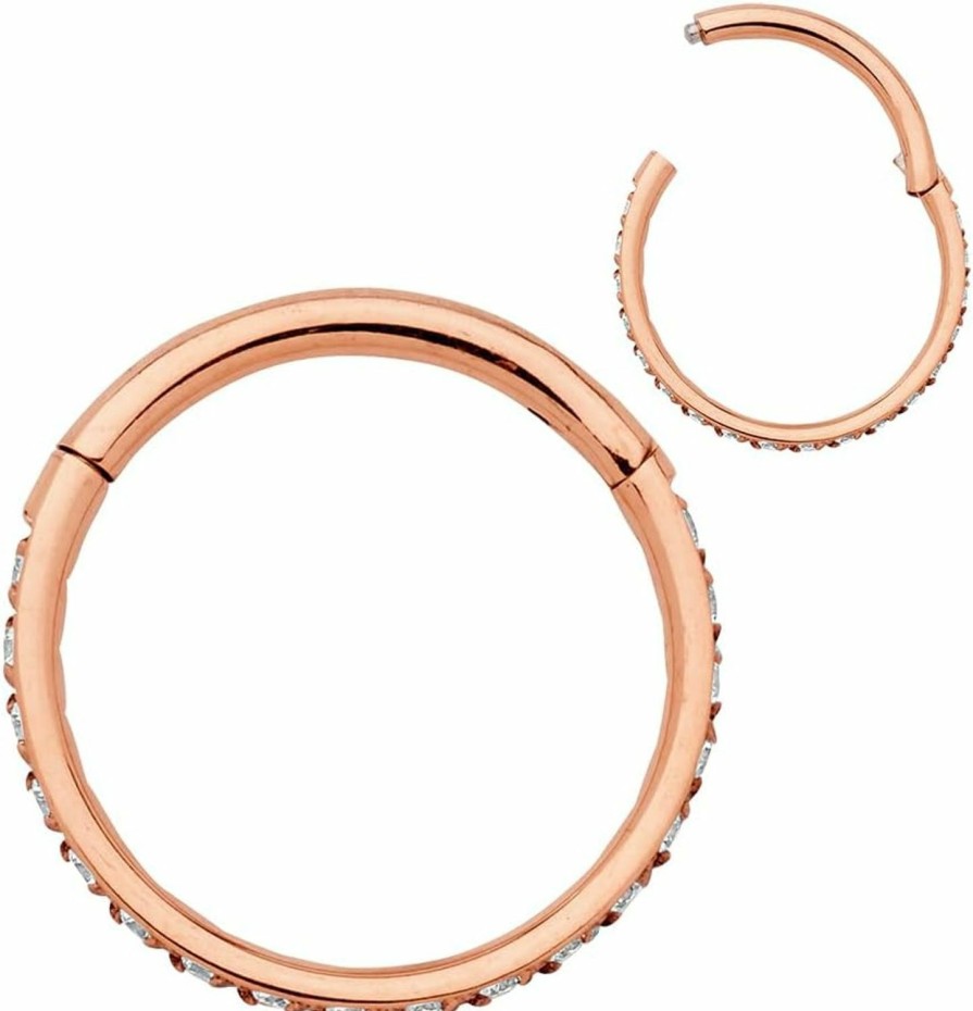 365 Sleepers 365 Sleepers 16G Titanium 6Mm-14Mm Gem Hinged Hoop Segment Nose Ring Helix Tragus Septum Uni Earring Body Piercing Jewelry | Body Piercing Rings