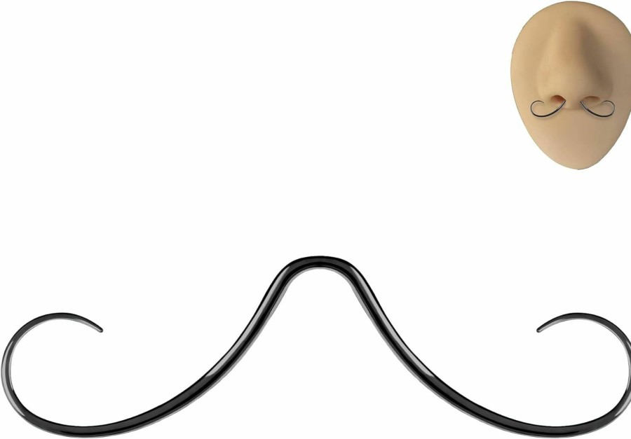 6ixGosh 6Ixgosh 14G/16G Mustache Septum Ring, 316L Surgical Steel Septum Mustache Nose Ring Piercing Jewelry, Septum Piercing Hanger | Body Piercing Rings