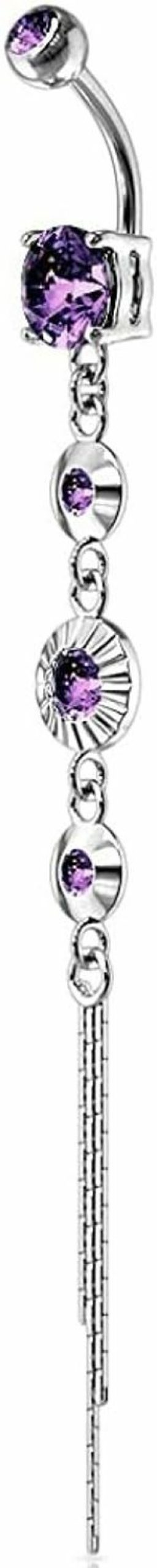 Pierced Owl Pierced Owl - 14Ga 316L Stainless Steel Cz Centered Crystal Drop Chain Dangling Belly Button Ring | Body Piercing Rings