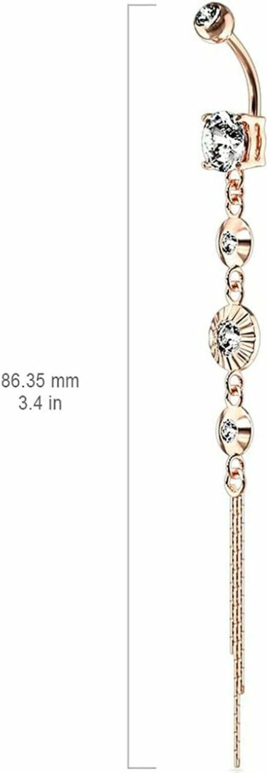 Pierced Owl Pierced Owl - 14Ga 316L Stainless Steel Cz Centered Crystal Drop Chain Dangling Belly Button Ring | Body Piercing Rings