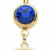 Pierced Owl Pierced Owl 14Ga Gold Tone 316L Stainless Steel Blue Cz Crystal Evil Eye Filigree Charm Dangling Belly Button Ring | Body Piercing Rings