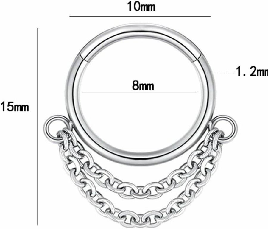 JOLCHIF Jolchif 316L Surgical Steel Hinged Cartilage Hoop Earrings Titanium Steel Nose Ring Daith Chain Earrings Piercing 16G Septum Clicker Jewelry Uni | Body Piercing Rings