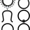 SCERRING Scerring 6-16Pcs 16G Stainless Steel Hinged Seamless Septum Hoop Nose Ring Horseshoe Rings Cartilage Daith Tragus Clicker Retainer Body Piercing Jewelry Clear Cz | Body Piercing Rings