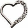 Pierced Owl Pierced Owl - 16G Stainless Steel Cz Crystal Heart Shaped Left Ear Helix Cartilage Daith Hinged Segment Clicker Ring | Body Piercing Rings