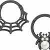 Longbeauty Longbeauty 16G Septum Ring Spider Cobweb Surgical Steel Clicker Nose Rings Hoops Conch Daith Helix Cartilage Earrings Piercing Jewelry Black Silver | Body Piercing Rings