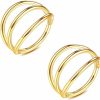 KREZIP Krezip 2 Pcs 316L Surgical Steel Nose Ring 18G 16G Double/Triple Ring Nose Ring Hinged Ring Septum Piercing Hoop Cartilage Earrings,Diameter 8Mm/10Mm Gold | Body Piercing Rings