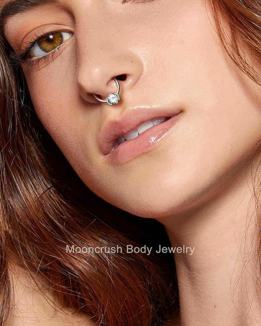 Mooncrush Jewelry Mooncrush Jewelry 16G Septum Ring Surgical Steel Septum Ring Daith Piercing Jewelry 8Mm/10Mm Silver Helix Cartilgae Earrings | Body Piercing Rings