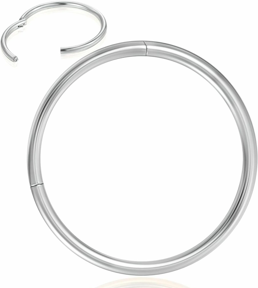 Afftiny Afftiny Nose Ring Septum Hoop 20G/18G/16G/14G/12G 316L Surgical Stainless Steel Hinged Seamless Earrings, Diameter 5Mm-16Mm, Gold/Silver/Black/Rose Gold/Rainbow Color | Body Piercing Rings