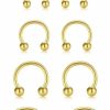 Earmark 14Pcs 14/16/18/20Gauge 6/7/8/9/10/12/14Mm Surgical Steel Horseshoe Septum Nose Ring Hoop Set, Externally Threaded Circular Curved Barbell Body Piercing Jewelry For Lip Eyebrow Nipple Daith Tragus Helix Cartilage Rook Multiple Piercing ( Ball + Spike Cone) | Body Piercing Rings