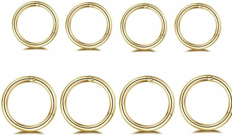 NewZenro Newzenro 8Pcs Surgical Stainless Steel 16G Sleeper Cartilage Daith Tiny Small Hoop Earrings Septum Hinged Clicker Nose Ring For Women Men Helix Tragus Piercings Jewelry 8Mm 10Mm Set Gold | Body Piercing Rings