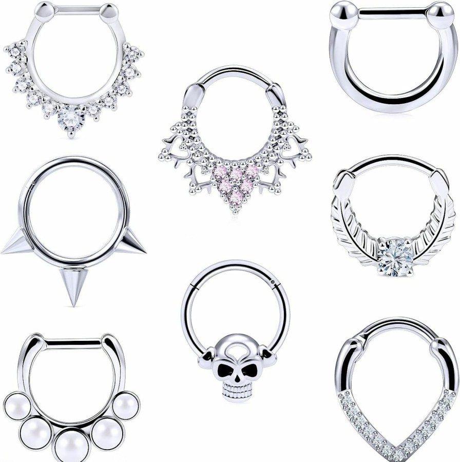 Vsnnsns Vsnnsns 16G Septum Jewelry Septum Ring Piercing Jewelry Septum Clicker Ring And Horseshoe Barbell Stainless Steel Ring Septum Nose Rings Hoop Piercing Jewelry For Men Women 10Mm 12Pcs | Body Piercing Rings