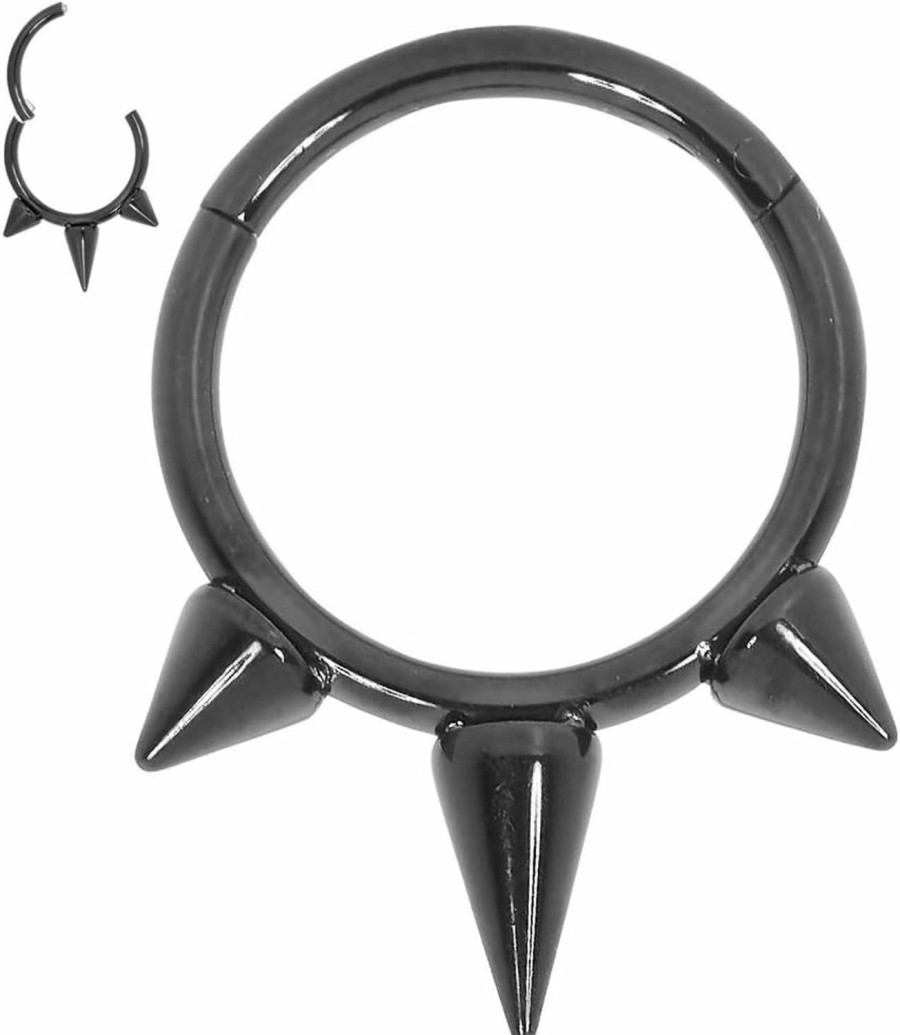 365 Sleepers 365 Sleepers 316L Surgical Steel 16G 8Mm 10Mm Spike Hinged Hoop Segment Nose Ring Helix Tragus Septum Uni Earring Body Piercing Jewelry | Body Piercing Rings