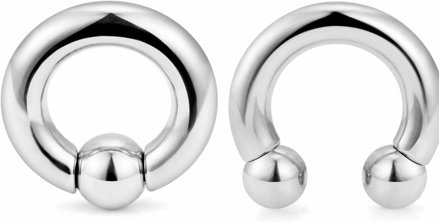 Cisyozi Cisyozi 10G 8G 6G 4G 2G 0G 00G Septum Rings Ear Gauges Earrings Hoops 316L Surgical Steel Pa Ring Internally Threaded Horseshoe Spring Action Captive Bead Ring Cbr Body Piercing Jewelry For Women Men | Body Piercing Rings