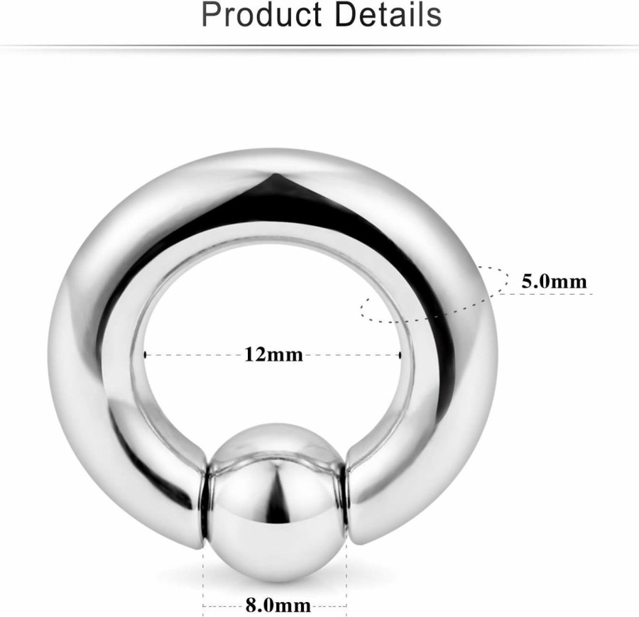 Cisyozi Cisyozi 10G 8G 6G 4G 2G 0G 00G Septum Rings Ear Gauges Earrings Hoops 316L Surgical Steel Pa Ring Internally Threaded Horseshoe Spring Action Captive Bead Ring Cbr Body Piercing Jewelry For Women Men | Body Piercing Rings