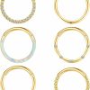 Yolev 6 Pieces Surgical Steel Septum Ring Nose Rings Hoop For Women Stainless Steel Nose Ring Earrings Gold Tragus Nose Rings Piercing 1.0 8Mm Conch Piercing Jeweller Cartilage Helix | Body Piercing Rings