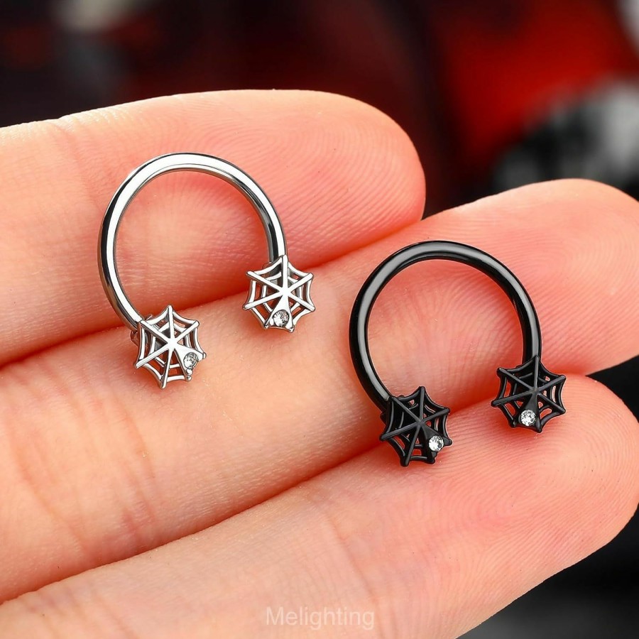 Melighting Melighting Halloween Septum Ring 16G Spider Web Septum Jewelry Stainless Steel 316L Daith Piercing Jewelry Septum Piercing Helix Earring Piercing For Women | Body Piercing Rings