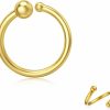 SISGEM Sisgem 14K Real Gold Ball Nose Lip Ring For Women Girls,1 Pc Yellow Gold Small Hoop Earring Nose Ring Fine Jewelry Gift For Mother'S Day Birthday(2 In 1) | Body Piercing Rings