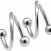 bodyjewellery Bodyjewellery 2Pcs 18G Spiral Barbell Cartilage Earring Lip Tragus Eyebrow Hoop Helix Twisted Bar Steel Studs Bbdg Balls Pick Size | Body Piercing Rings