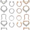 Udalyn Udalyn 18 Pcs Stainless Steel Septum Hoop Nose Rings Cartilage Rings Clicker Cz Body Piercing Jewelry | Body Piercing Rings