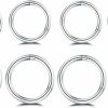 NewZenro 8Pcs Surgical Stainless Steel Sleeper Cartilage Daith Tiny Silver Small Huggie Hoop Earrings Mini Septum Hinged Clicker Nose Ring Helix Tragus Piercing For Women Girls Mens Boys 8Mm 10Mm Set 18G Gifts | Body Piercing Rings