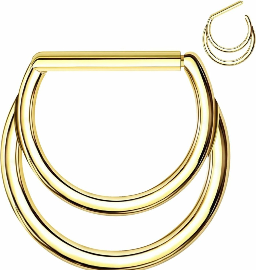 Designfy Designfy Titanium Gold/Sliver Nose Ring Hoop For Women Men, 16G Gold Septum Rings, 8Mm Helix Cartilage Rook Earrings Piercing Jewelry | Body Piercing Rings