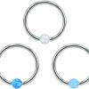 ZS Zs 3 Pcs Opal Captive Bead Nose Rings 316L Stainless Steel Nose Hoop Ring Helix Cartilage Ear Hoop | Body Piercing Rings