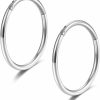 Lantine Hinged 20G 18G 16G Nose Rings Hoops 6Mm 8Mm 10Mm 12Mm 14Mm 16Mm Septum Ring Clicker Cartilage Helix Hoop Earrings Set | Body Piercing Rings