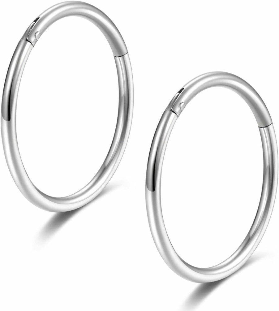 Lantine Hinged 20G 18G 16G Nose Rings Hoops 6Mm 8Mm 10Mm 12Mm 14Mm 16Mm Septum Ring Clicker Cartilage Helix Hoop Earrings Set | Body Piercing Rings