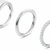 LOLIAS Lolias 18G 16G G23 Titanium Nose Rings Hoops For Women Men Hypoallergenic Cz Clicker Conch Hoop Earrings Hinged Segment Septum Lip Helix Cartilage Conch Nose Piercing Jewelry 8Mm 10Mm | Body Piercing Rings