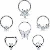 Vsnnsns Vsnnsns 16G Septum Ring Septum Piercing Jewelry Cz Septum Clicker Ring Stainless Steel Hinged Segment Septum Nose Rings Hoop Piercing Jewelry For Women Men Silver Black Rainbow Rose Gold 10Mm 6Pcs | Body Piercing Rings