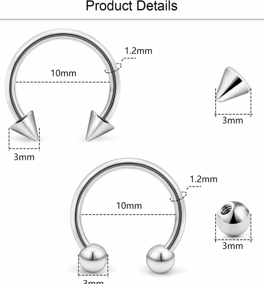 Lcolyoli Lcolyoli Septum Rings 16G 14G Septum Jewelry Surgical Steel Septum Pincher Hypoallergenic Lip Rings Hoop Labret Jewelry Snake Bite Piercing Jewelry For Women Men | Body Piercing Rings