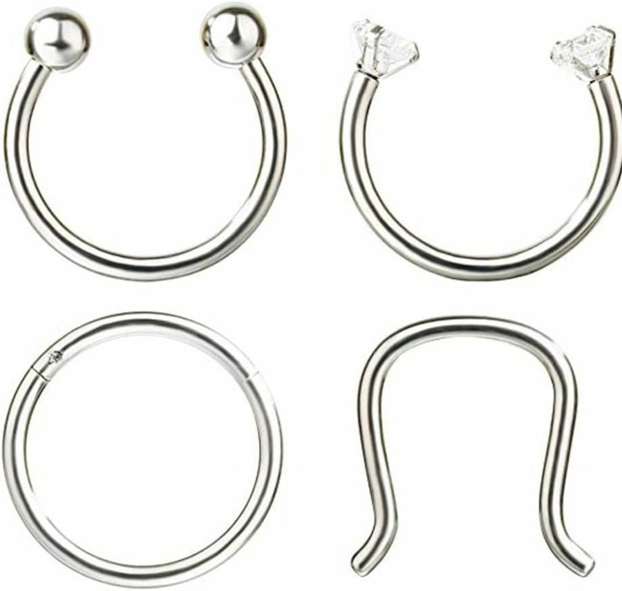 YOVORO Yovoro 16G 3-8Pcs 316L Stainless Steel Septum Piercing Nose Rings Hoop Cartilage Tragus Retainer Body Piercing Jewelry 8-10Mm | Body Piercing Rings