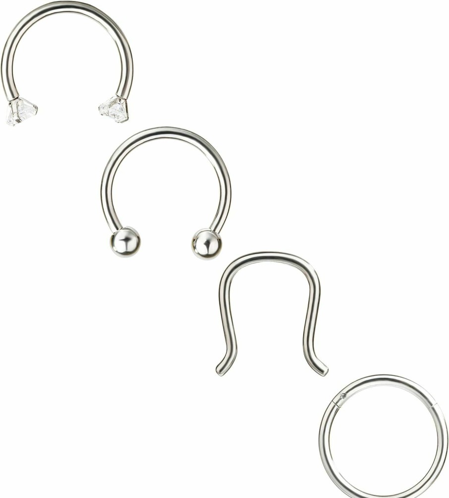 YOVORO Yovoro 16G 3-8Pcs 316L Stainless Steel Septum Piercing Nose Rings Hoop Cartilage Tragus Retainer Body Piercing Jewelry 8-10Mm | Body Piercing Rings