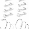 SCERRING Scerring 20G Nose Rings Hoop Stainless Steel Bone L Shaped Screw 1.5-3Mm Cz Nose Studs Cartilage Tragus Earrings Piercing Ring Hoop Body Jewelry Set 14-52Pcs | Body Piercing Rings