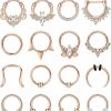 Fansilver Fansilver 16Pcs 16G Septum Rings Surgical Steel Septum Jewelry Horseshoe Cz Nose Ring Hoop Cartilage Helix Daith Tragus Earring Clicker Septum Ring Conch Piercing Jewelry For Women Men | Body Piercing Rings