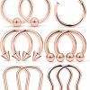 Dyknasz Dyknasz 11-14Pcs 14G-16G Surgical Steel Septum Clicker Ring Seamless Lip Daith Cartilage Helix Tragus Hoop Ring For Women Men 10Mm | Body Piercing Rings