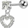 OUFER Oufer 16G 316L Stainless Steel Cartilage Earring Stud Heart Shape Dangle Helix Earrings Body Ear Piercing | Body Piercing Rings