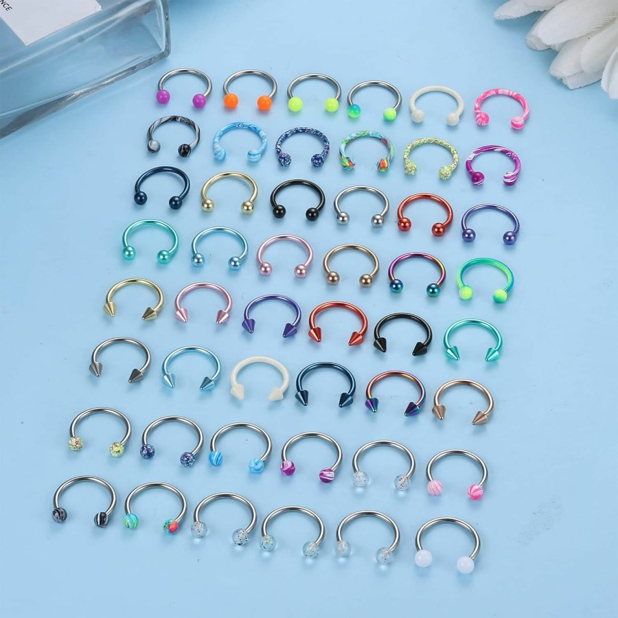 Drperfect Drperfect 48Pcs 16G Stainless Steel Horseshoe Nose Septum Rings Piercing Jewelry Cartilage Helix Tragus Earring Hoop Eyebrow Lip Hoop Retainer For Women Men 6Mm 8Mm 10Mm 12Mm | Body Piercing Rings