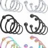 Oufksiyy Oufksiyy 24Pcs 16G Surgical Steel Nose Septum Rings Piercing Jewlery Horseshoe Earring Eyebrow Lip Rook Helix Tragus Earrings Hoop For Women Men Body Piercing Jewelry White | Body Piercing Rings