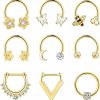 NICEIGHT Niceight 9Pcs 16G Sugical Steel Horseshoe Septum Rings For Women Cartilage Hoop Helix Tragus Daith Piercing Bee Sunflower Body Jewelry | Body Piercing Rings