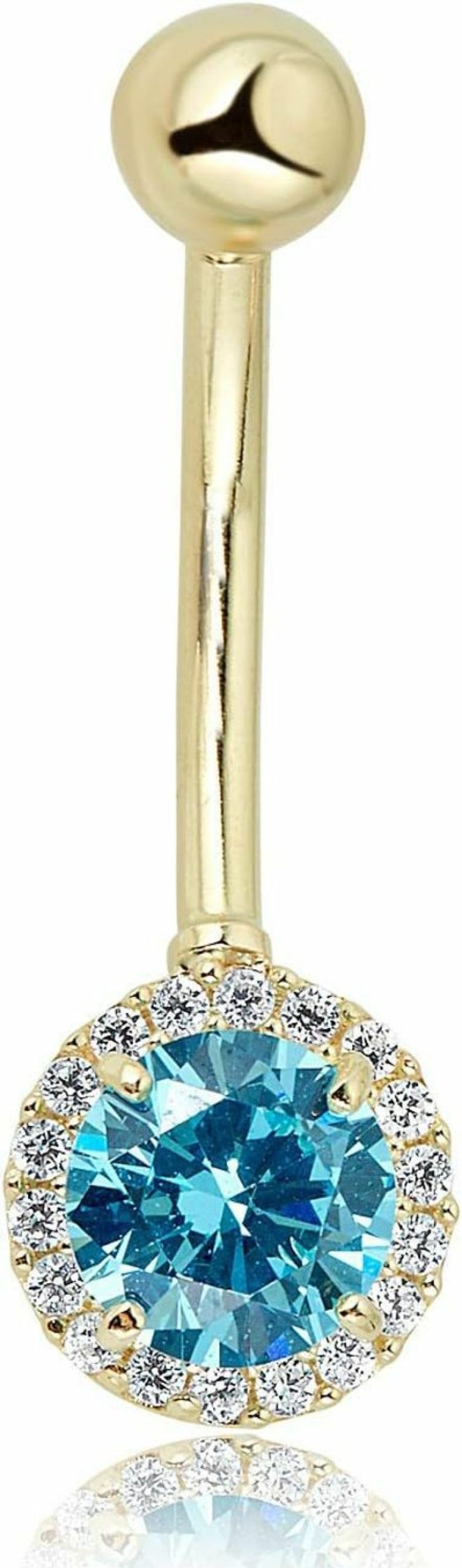 AVORA Avora 10K Gold Simulated Diamond Cz Frame Belly Button Ring Body Jewelry (14 Gauge) | Body Piercing Rings