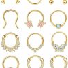 IRONBOX Ironbox 12Pcs 16G Septum Rings For Women Men Surgical Steel Dangle Septum Nose Jewelry Horseshoe Daith Helix Tragus Cartilage Earrings Hoop Nose Septum Piercing Jewelry | Body Piercing Rings